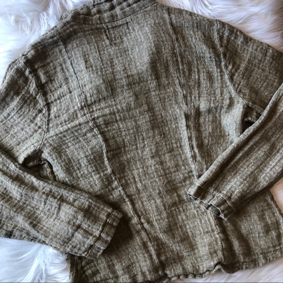 Flax Linen Long Sleeve Button Up Top Size Small - Picture 4 of 4